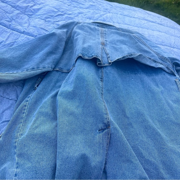 Vintage Double Breasted Denim Trench with Oklahoma Buttons Barn Coat Size 18/20 - Picture 5 of 5